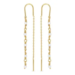 lange Perle ketten ohrringe in vergoldetem Sterlingsilber