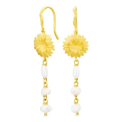 lange Blumen ketten ohrringe in vergoldetes Messing - Eliné