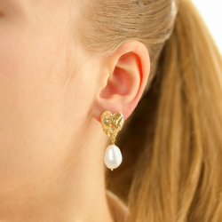 Perle Ohrringe in vergoldetes Messing - Eliné