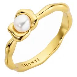 Perle Ring aus vergoldetes Messing - Eliné