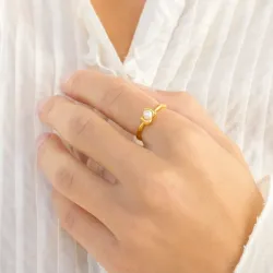 Perle Ring aus vergoldetes Messing - Eliné