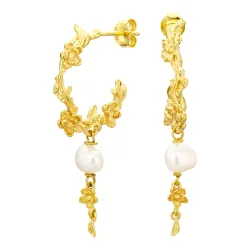 Perle Halbkreolen in vergoldetes Messing - Eliné