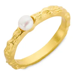 Perle Ring aus vergoldetes Messing - Eliné