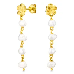 Blumen Perle ketten ohrringe in vergoldetes Messing - Eliné