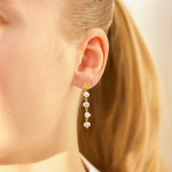 Blumen Perle ketten ohrringe in vergoldetes Messing - Eliné