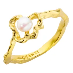 Perle Ring aus vergoldetes Messing - Eliné