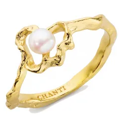 Perle Ring aus vergoldetes Messing - Eliné