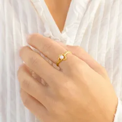 Perle Ring aus vergoldetes Messing - Eliné