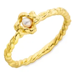 Perle Ring aus vergoldetes Messing - Eliné