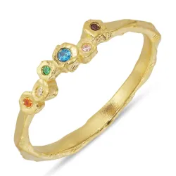 mehrfarbigem Zirkon Ring aus vergoldetes Messing - Eliné