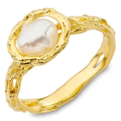 Perle Ring aus vergoldetes Messing - Eliné