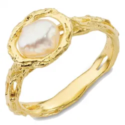 Perle Ring aus vergoldetes Messing - Eliné