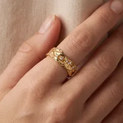 Zirkon Ring aus vergoldetes Messing - Lumé Etched