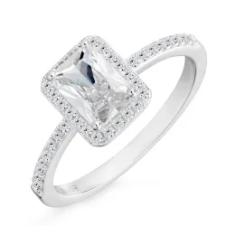 viereckigem Zirkon Ring aus Silber