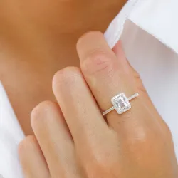 viereckigem Zirkon Ring aus Silber