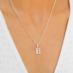 buchstab b Zirkon Anhänger aus Silber - My Letter