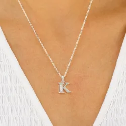 buchstab k Zirkon Anhänger aus Silber - My Letter