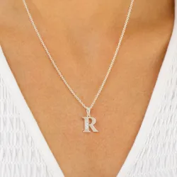 buchstab r Zirkon Anhänger aus Silber - My Letter