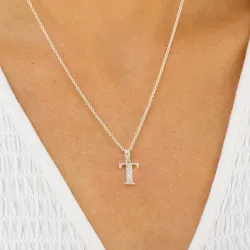 buchstab t Zirkon Anhänger aus Silber - My Letter