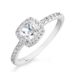 viereckigem Zirkon Ring aus Silber