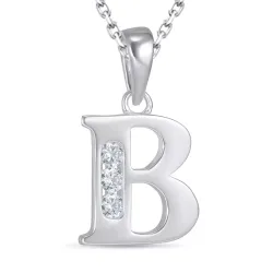 buchstab b Zirkon Halskette aus Silber und Anhänger aus Silber - My Letter