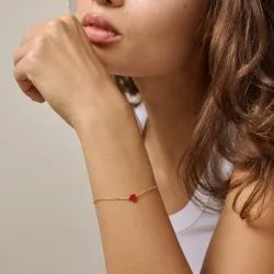 Enamel Amore Herz Armband in vergoldetem Sterlingsilber rotem Emaille