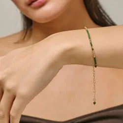 Enamel Petra Khaki Armband in vergoldetem Sterlingsilber