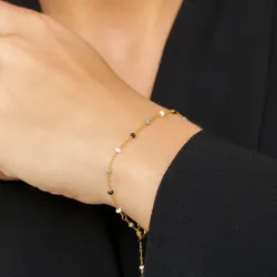 Enamel Lola Salt’n’Pepper Armband in vergoldetem Sterlingsilber mehrfarbigem Emaille