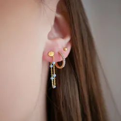 Enamel Sky Lola Sky ketten ohrringe in vergoldetem Sterlingsilber blauem Emaille