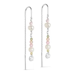 Enamel Sofia rosa ketten ohrringe in Silber