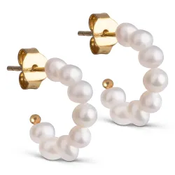 Enamel Pearlie Mini Halbkreolen in vergoldetem Sterlingsilber