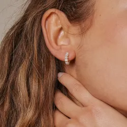 Enamel Pearlie Mini Halbkreolen in vergoldetem Sterlingsilber