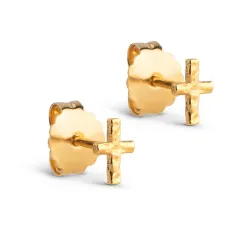 Enamel Protective Cross Ohrstecker in vergoldetem Sterlingsilber