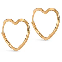 Enamel Organic Heart Medium Ohrringe in vergoldetem Sterlingsilber