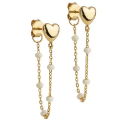 Enamel Lola Heart Herz Daisy ketten ohrringe in vergoldetem Sterlingsilber weißem Emaille