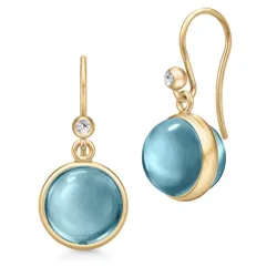 Julie Sandlau Prime blauem Ohrringe in vergoldetem Sterlingsilber blauem Bergkristall weißem Zirkon