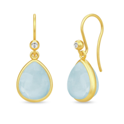 Julie Sandlau Paloma Ohrringe in vergoldetem Sterlingsilber blauem Bergkristall weißem Zirkon