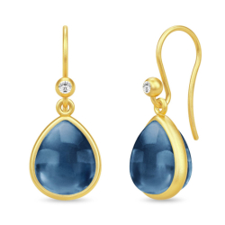 Julie Sandlau Paloma Ohrringe in vergoldetem Sterlingsilber dunkelblauem Bergkristall weißem Zirkon