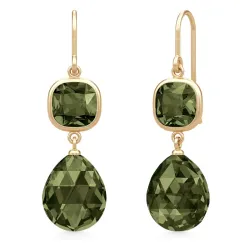 Julie Sandlau Olivia Ohrringe in vergoldetem Sterlingsilber grünem Bergkristall weißem Zirkon