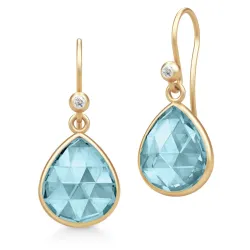 Julie Sandlau Lea Ohrringe in vergoldetem Sterlingsilber blauem Bergkristall weißem Zirkon