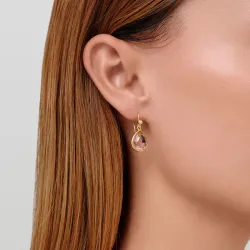 Julie Sandlau Lea Ohrringe in vergoldetem Sterlingsilber rosa Bergkristall weißem Zirkon