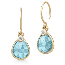 Julie Sandlau Leela Ohrringe in vergoldetem Sterlingsilber blauem Bergkristall weißem Zirkon