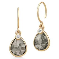 Julie Sandlau Leela Ohrringe in vergoldetem Sterlingsilber braunem Bergkristall weißem Zirkon