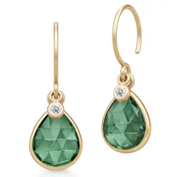 Julie Sandlau Leela Ohrringe in vergoldetem Sterlingsilber grünem Bergkristall weißem Zirkon