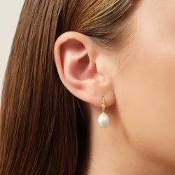 Julie Sandlau Perla Ohrringe in vergoldetem Sterlingsilber weißem Zirkon