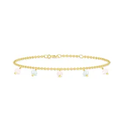 ID Fine Ibiza Armband in vergoldetem Sterlingsilber altrosa Quarz blauem Aquamarin