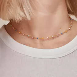 Enamel Lola Lolly Halskette in vergoldetem Sterlingsilber mehrfarbigem Emaille