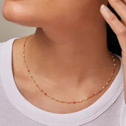 Enamel Lola Rainbow Halskette in vergoldetem Sterlingsilber regenbogenfarbenem Emaille