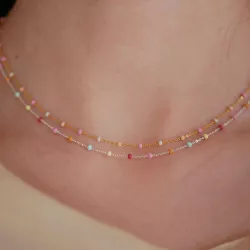Enamel Lola Rainbow Halskette in Silber regenbogenfarbenem Emaille