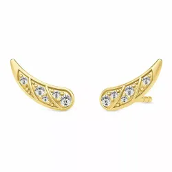 Julie sandlau feder zirkon ohrringe in vergoldetem sterlingsilber weißem zirkon